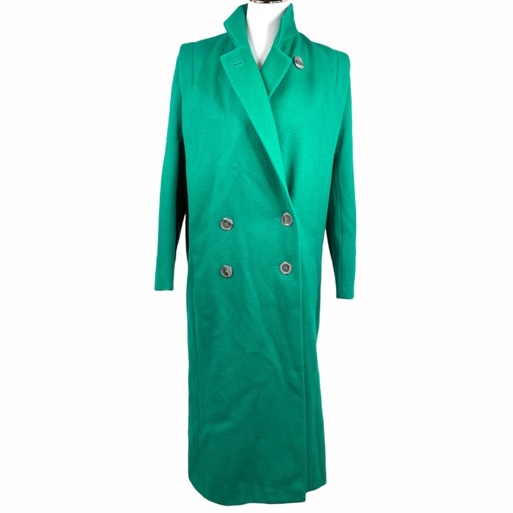 Ashley Scott Double Breasted Long Coat, Emerald Green, Large